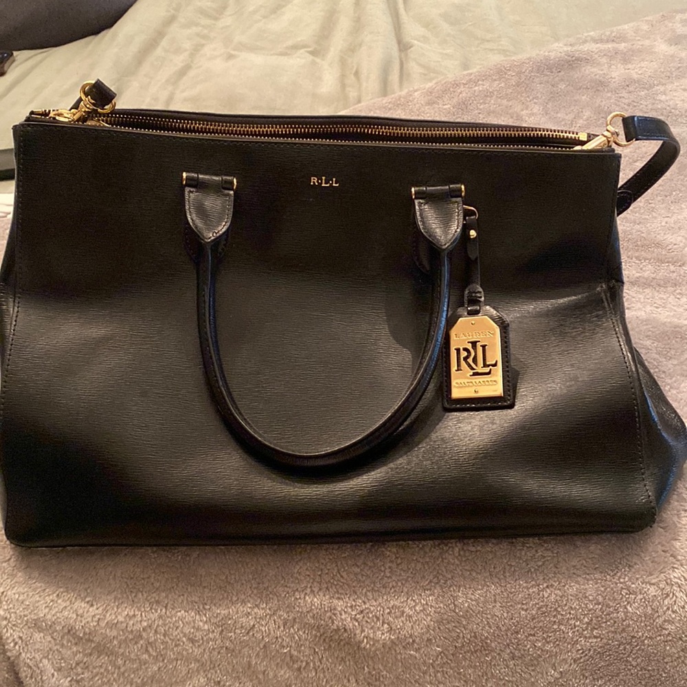 Ralph Lauren- Black and Gold Crosshatch Bag- Used